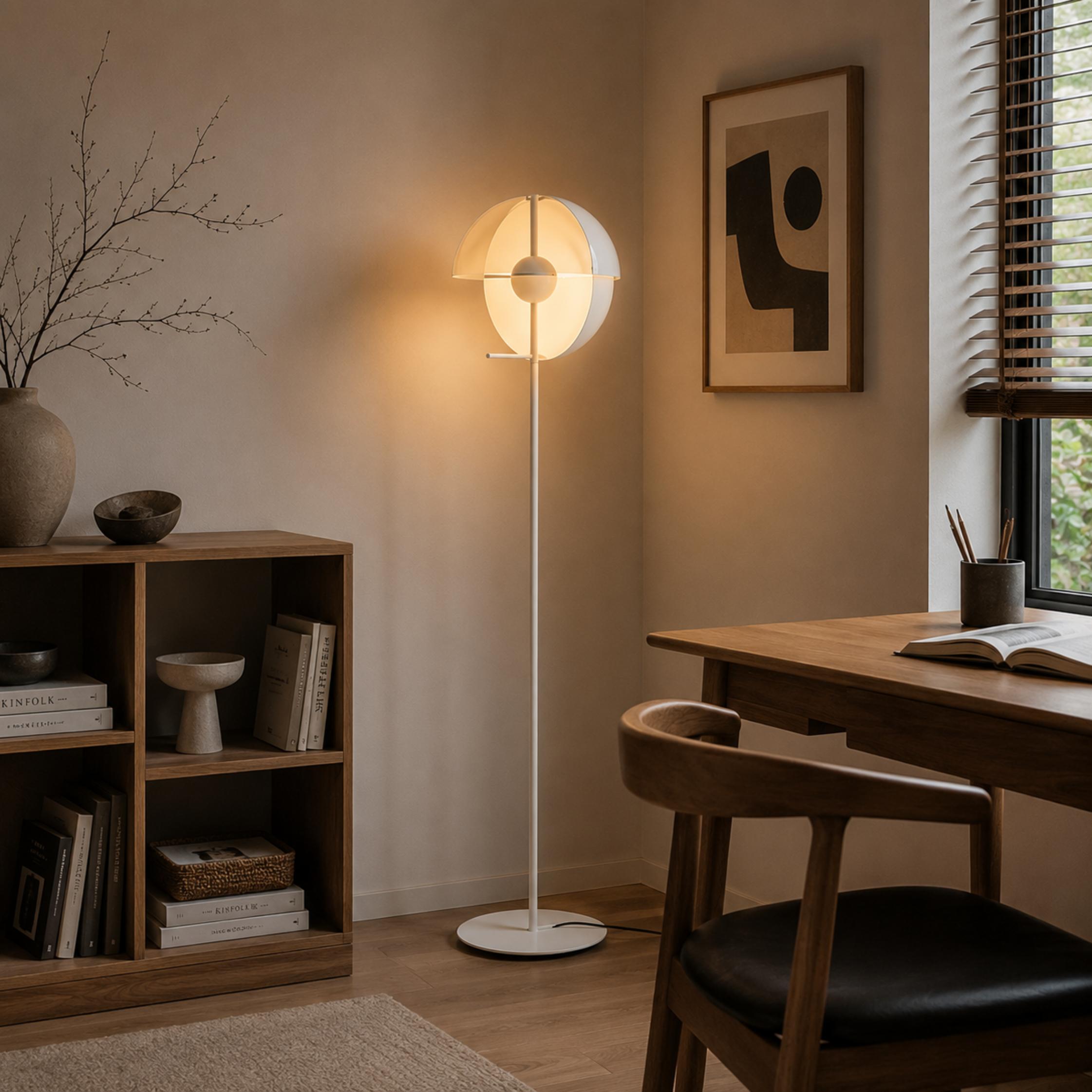 Moderní stojací lampa s nastavitelným stínidlem, železnou a akrylovou konstrukcí, stmívatelné vnitřní osvětlení do obývacího pokoje | ribuella