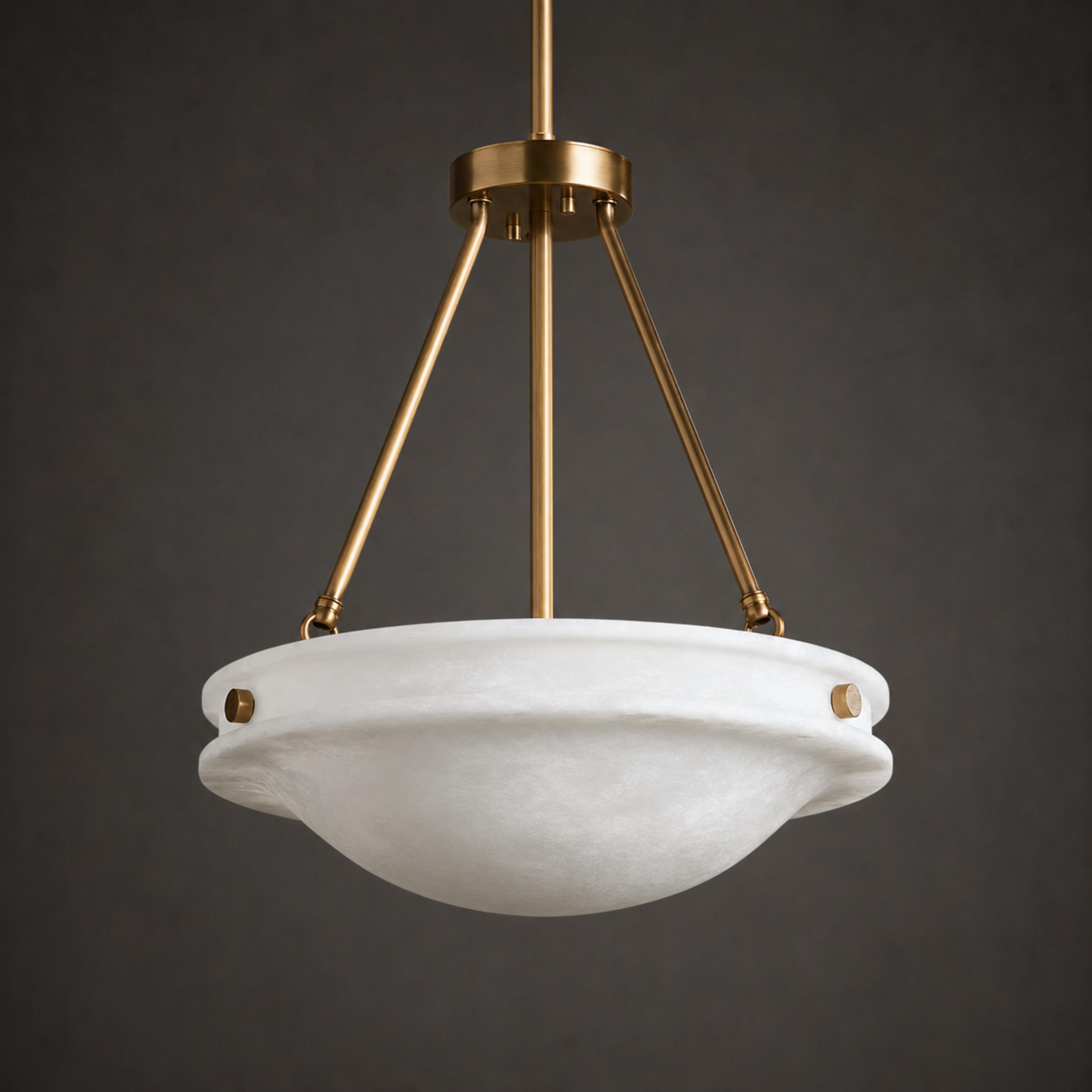 Naturlig pendellampe i alabaststen med antik messingfinish – 46 cm eller 76 cm | ribuella
