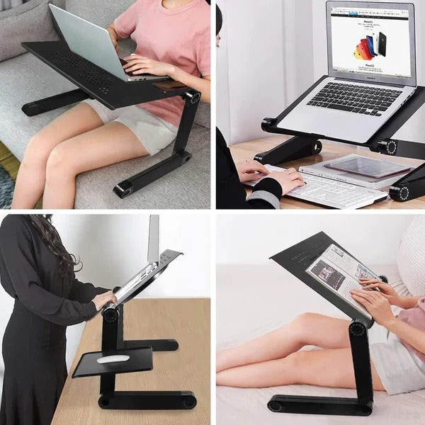 Regulowana na wysokość podstawka pod laptopa — pochylana podstawa, obrotowe nogi podporowe