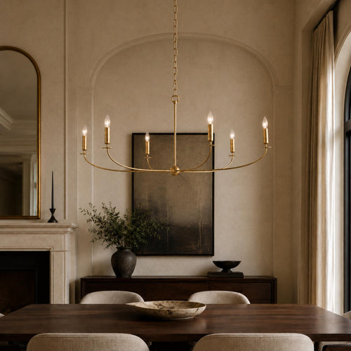 Large Antique Gold Leaf Round Chandelier – 6 or 8 Light Iron Dining Room Ceiling Light | ribuella