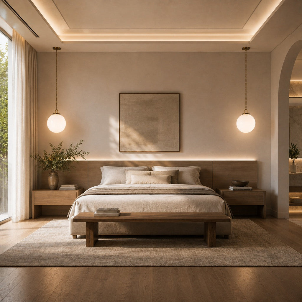 Modern Glass Globe Pendant Light with Chain – Brass or Bronze, Clear or Milk Glass | ribuella