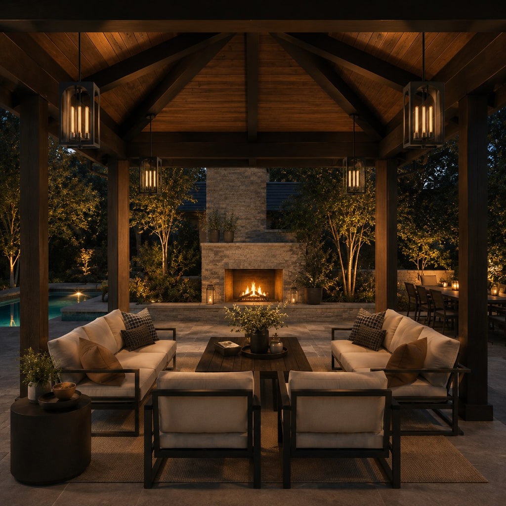 Brass & Black Outdoor Lantern Pendant Light – 18″ or 28″ | ribuella