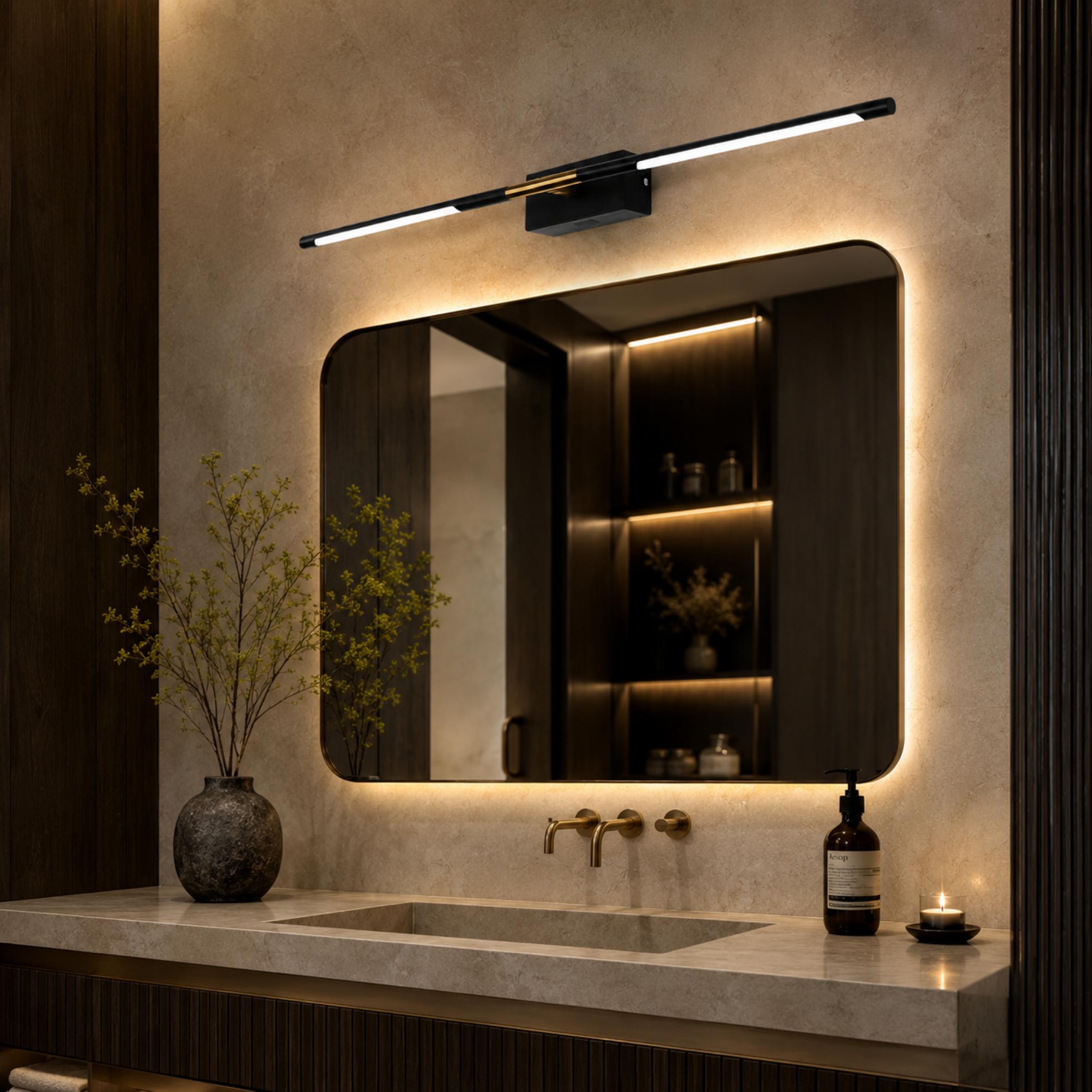 Modern Bathroom Vanity Light Bar Wall Mounted Black Acrylic LED Fixture Dimmable 6W 110V | ribuella