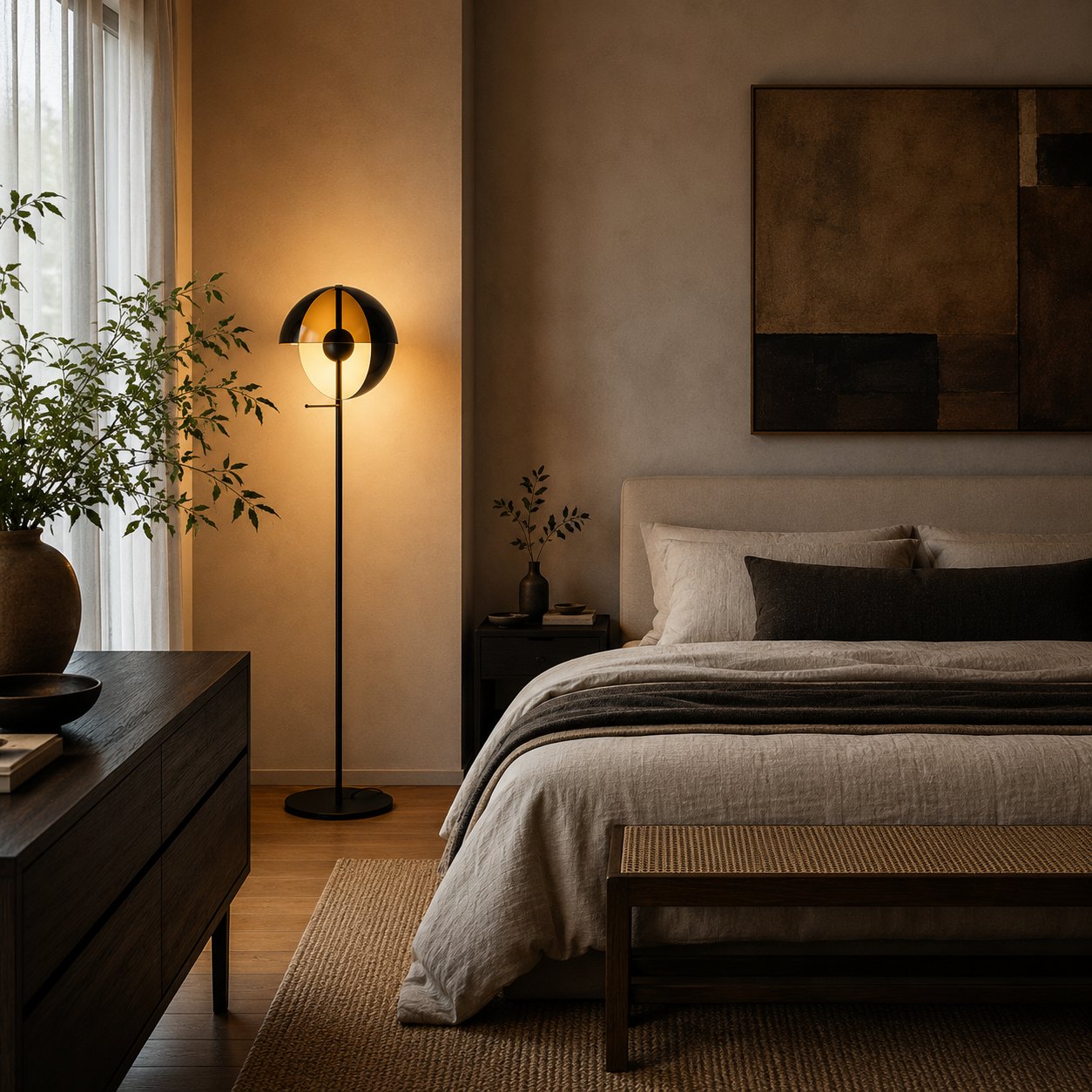 Moderní stojací lampa s nastavitelným stínidlem, železnou a akrylovou konstrukcí, stmívatelné vnitřní osvětlení do obývacího pokoje | ribuella