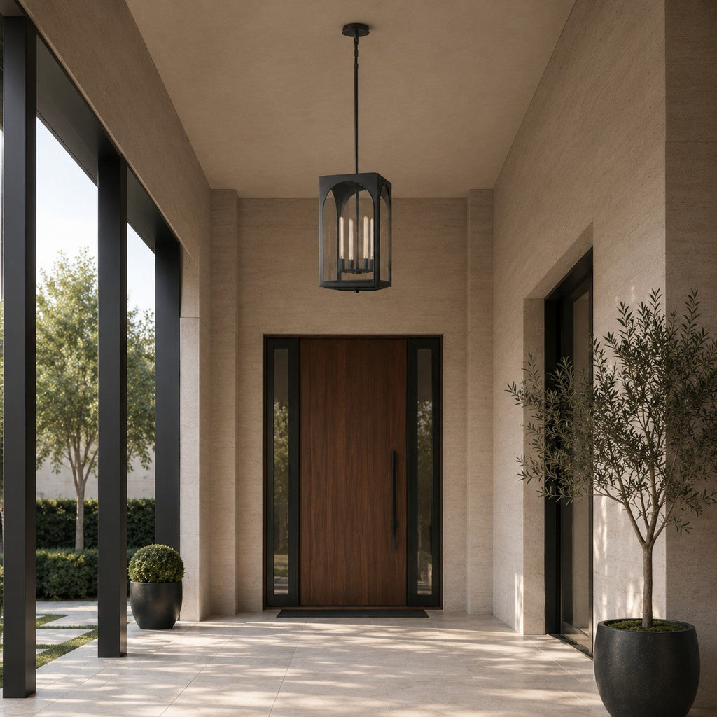 Brass & Black Outdoor Lantern Pendant Light – 18″ or 28″ | ribuella