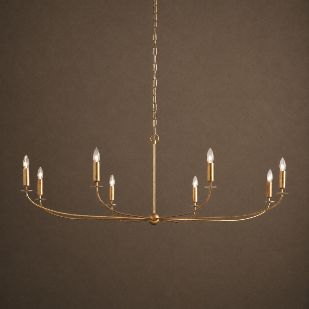 Large Antique Gold Leaf Round Chandelier – 6 or 8 Light Iron Dining Room Ceiling Light | ribuella