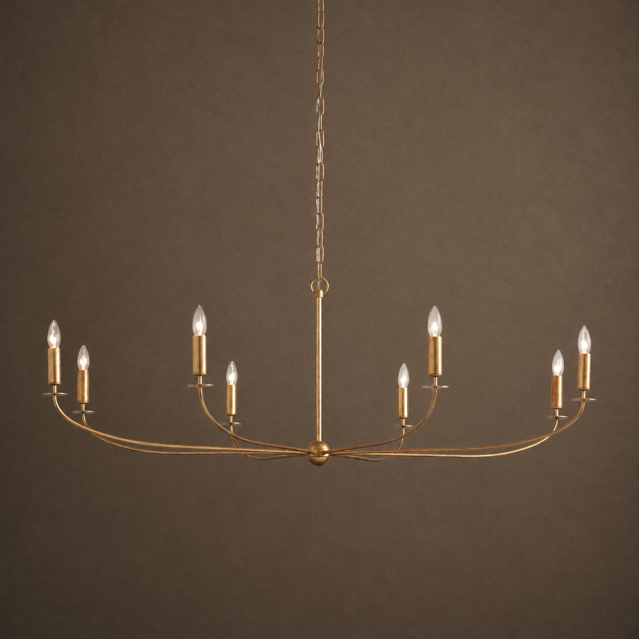 Large Antique Gold Leaf Round Chandelier – 6 or 8 Light Iron Dining Room Ceiling Light | ribuella