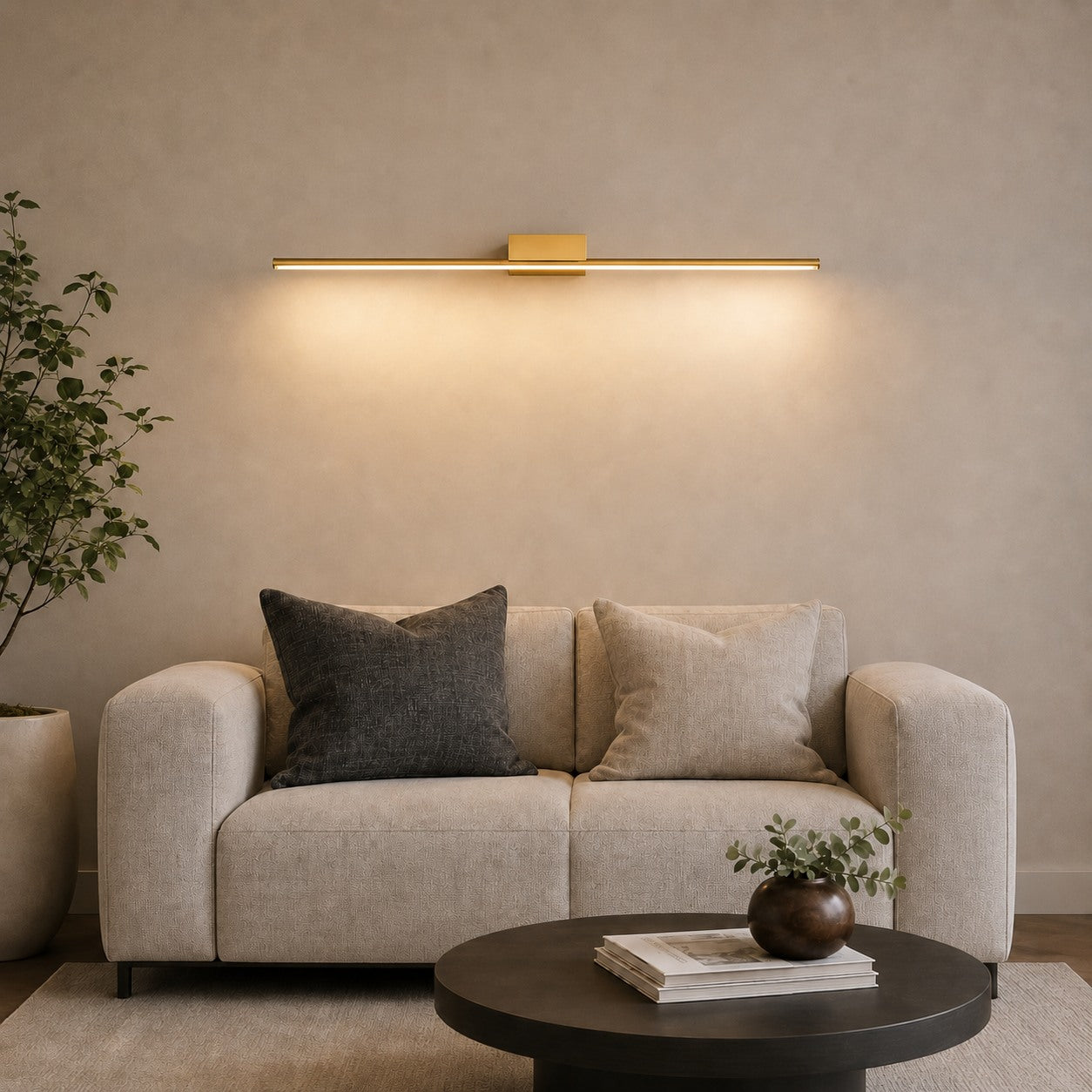 Moderne Messing-Spiegelleuchte zur Wandmontage, schlanke zylindrische LED-Leuchte für die Badezimmerbeleuchtung | ribuella