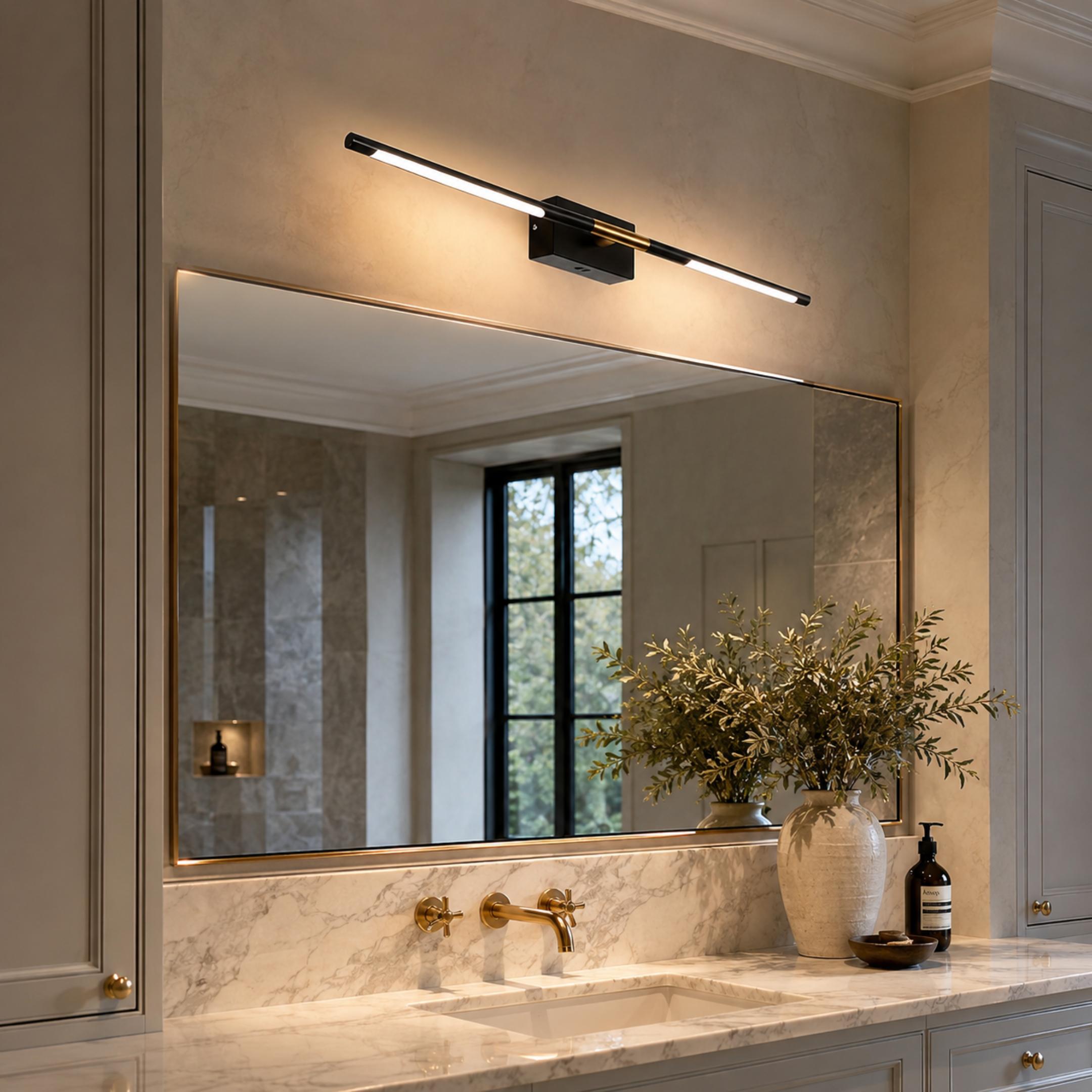 Modern Bathroom Vanity Light Bar Wall Mounted Black Acrylic LED Fixture Dimmable 6W 110V | ribuella