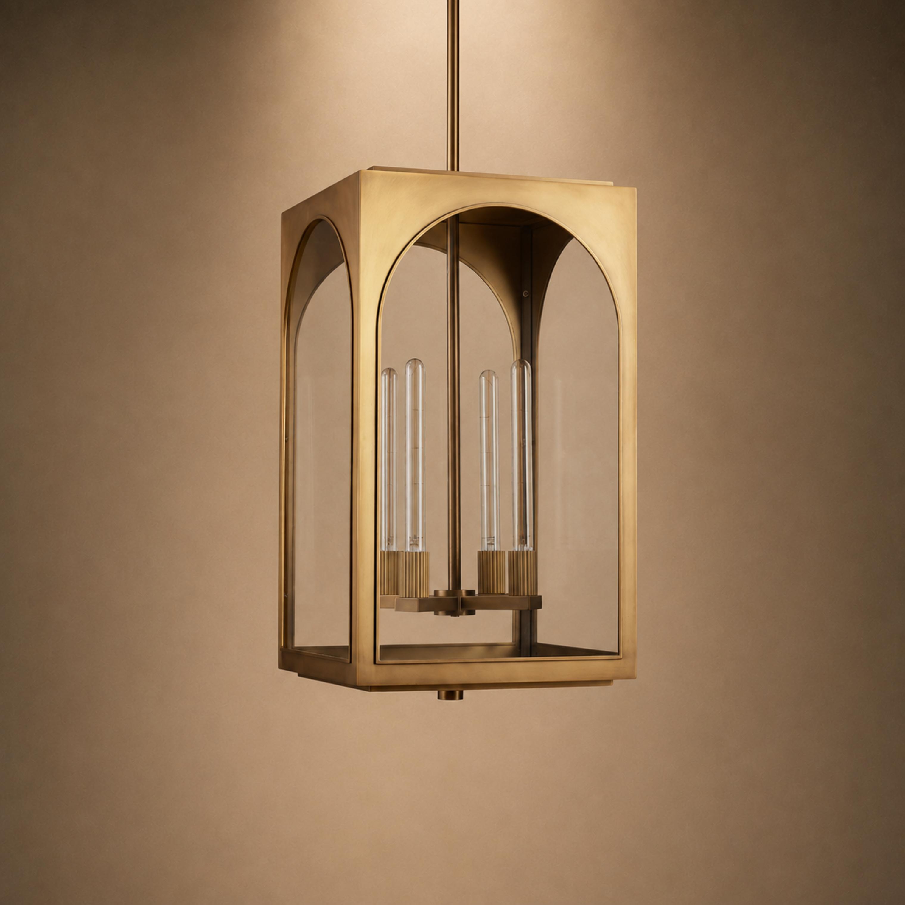 Brass & Black Outdoor Lantern Pendant Light – 18″ or 28″ | ribuella