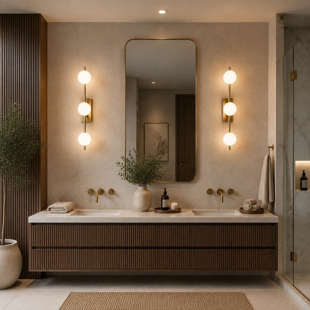 Modern LED Bathroom Vanity Light Bar Wall Mounted Copper with Adjustable Color Temperature | ribuella