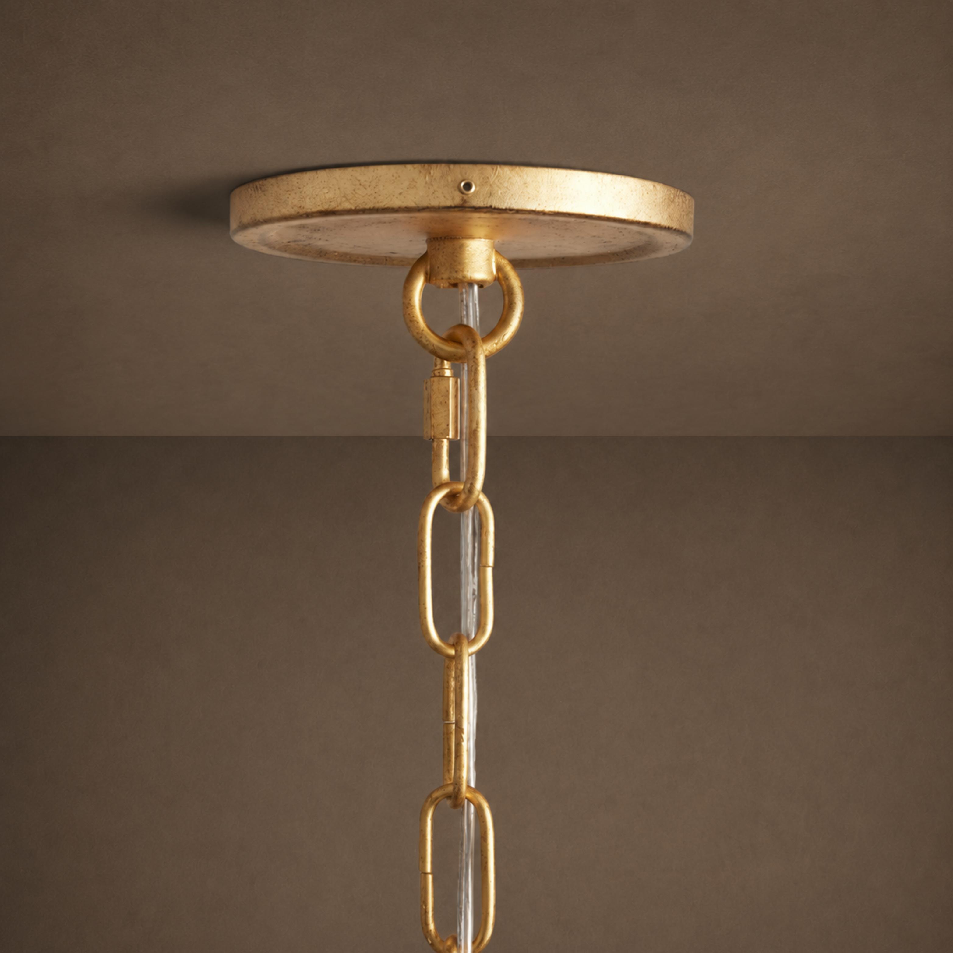 Large Antique Gold Leaf Round Chandelier – 6 or 8 Light Iron Dining Room Ceiling Light | ribuella