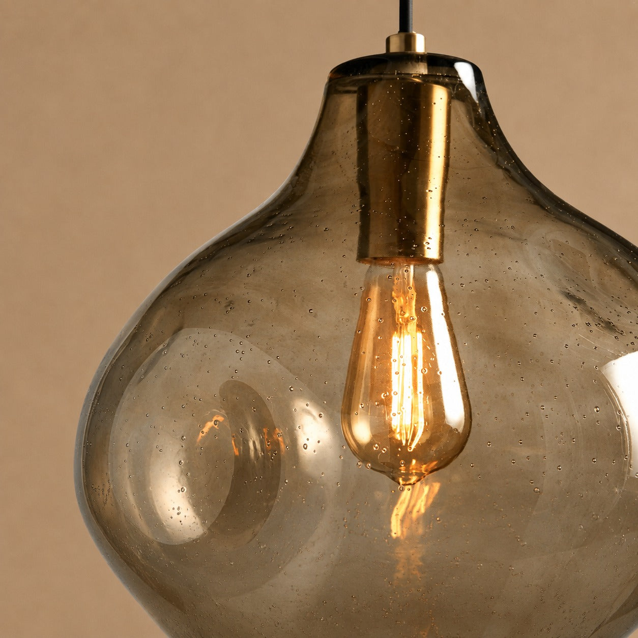 Hand-Blown Organic Glass Pendant Light – Clear, Amber or Smoke, 30cm | ribuella