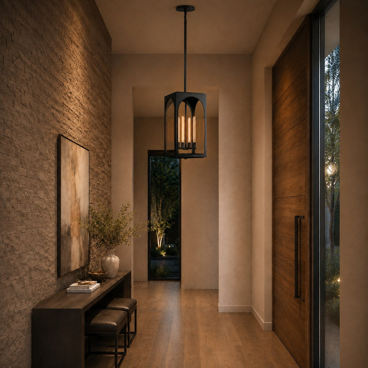 Brass & Black Outdoor Lantern Pendant Light – 18″ or 28″ | ribuella
