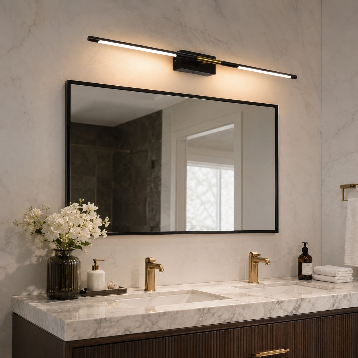 Modern Bathroom Vanity Light Bar Wall Mounted Black Acrylic LED Fixture Dimmable 6W 110V | ribuella