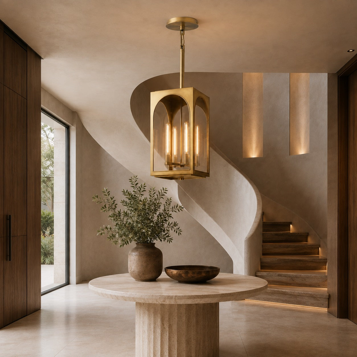 Brass & Black Outdoor Lantern Pendant Light – 18″ or 28″ | ribuella
