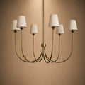 Large Round Chandelier with Off-White Shades – Brass or Bronze | ribuella