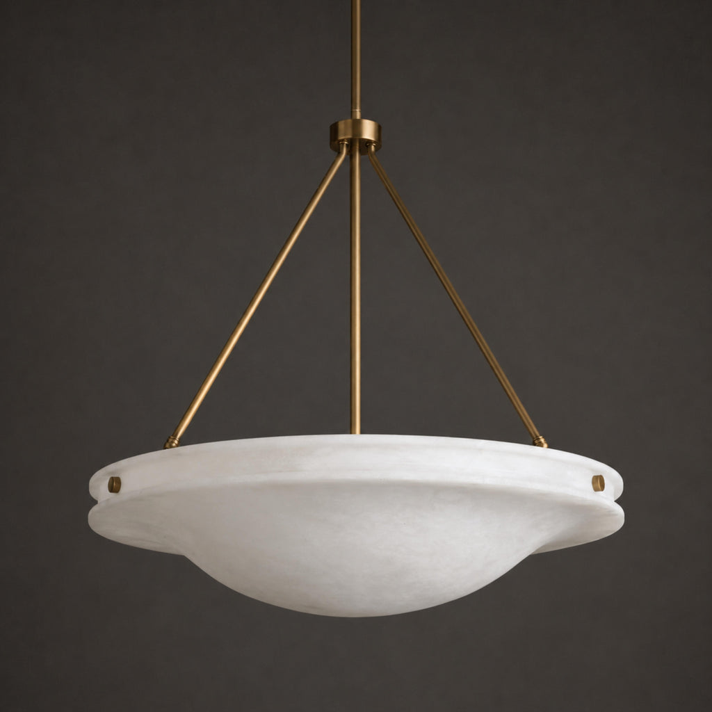 Naturlig pendellampe i alabaststen med antik messingfinish – 46 cm eller 76 cm | ribuella