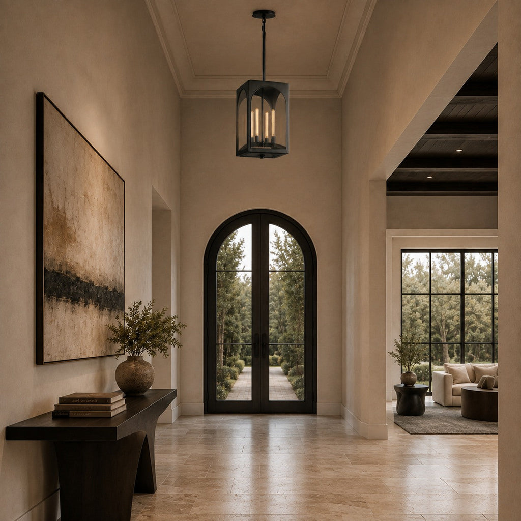 Brass & Black Outdoor Lantern Pendant Light – 18″ or 28″ | ribuella