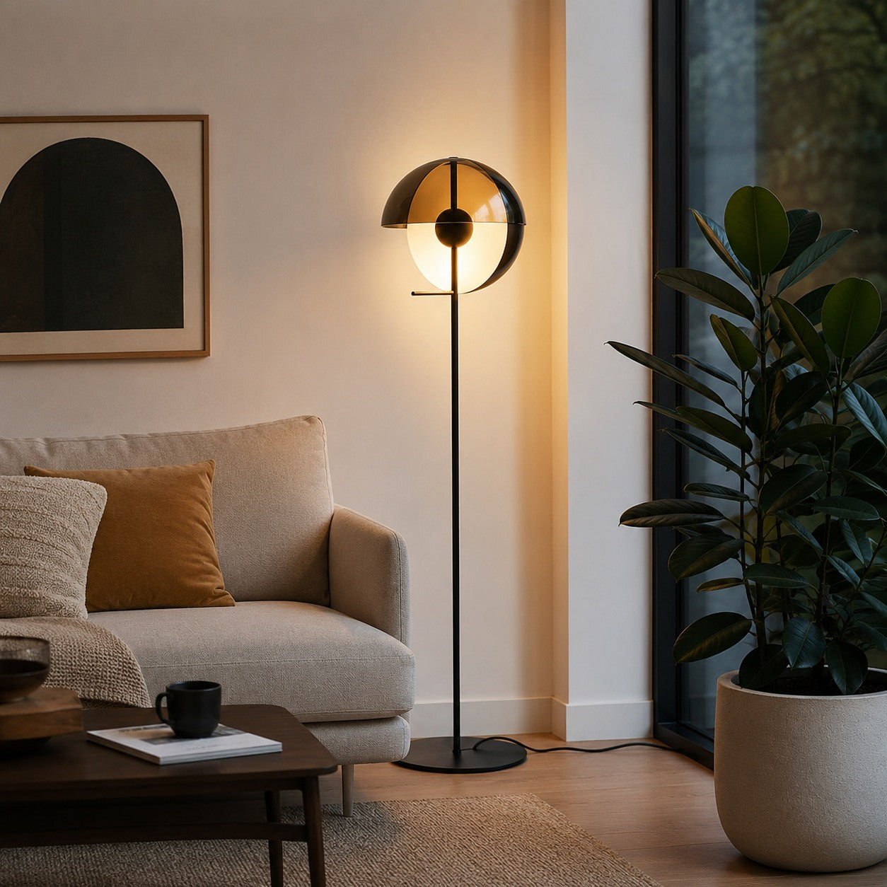 Moderní stojací lampa s nastavitelným stínidlem, železnou a akrylovou konstrukcí, stmívatelné vnitřní osvětlení do obývacího pokoje | ribuella
