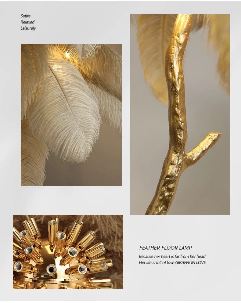 Lampadaire AuraFeather de luxe — design contemporain texturé