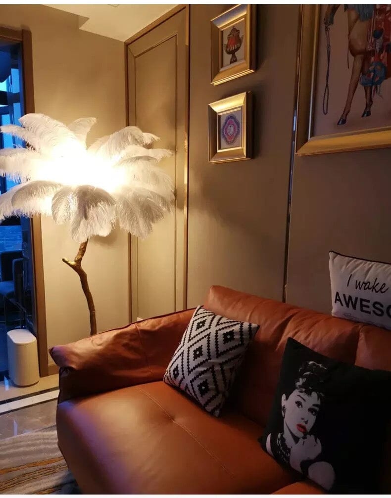 Lampadaire AuraFeather de luxe — design contemporain texturé