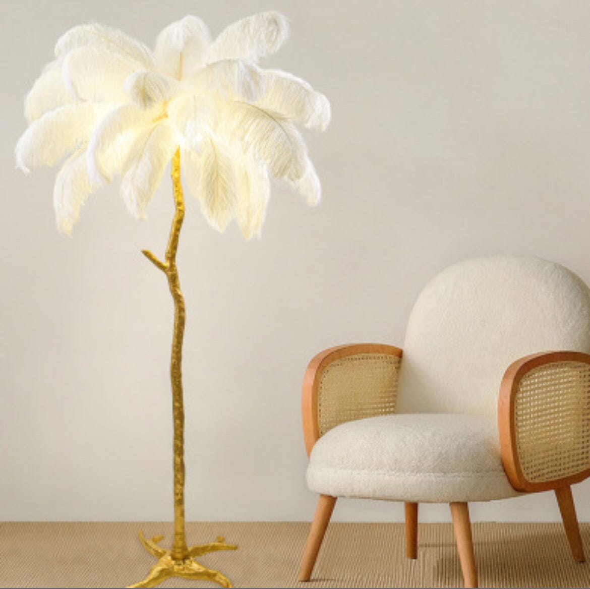 Lampadaire AuraFeather de luxe — design contemporain texturé