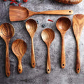 Utensili da cucina in legno naturale, sicuri per pentole antiaderenti