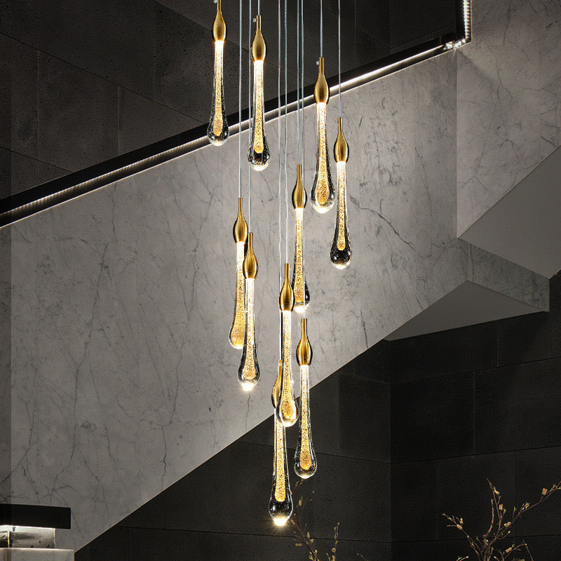 Valentina Modern Gold Teardrop Crystal Chandelier Light