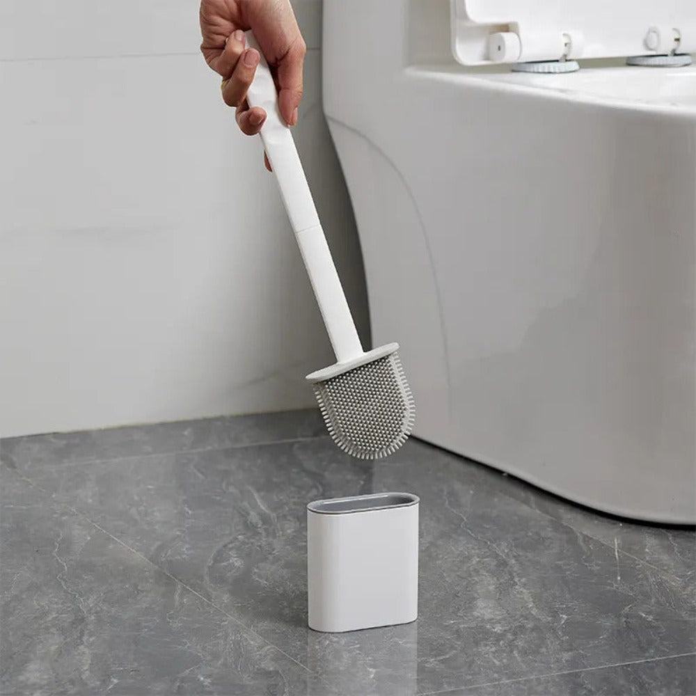 Rustproof Silicone Toilet Brush Non Slip Wall Mount Holder Set