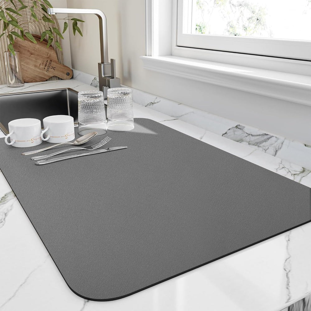 Tapis d’égouttage pour vaisselle de cuisine à séchage rapide — surface très absorbante gardant les plans de travail propres