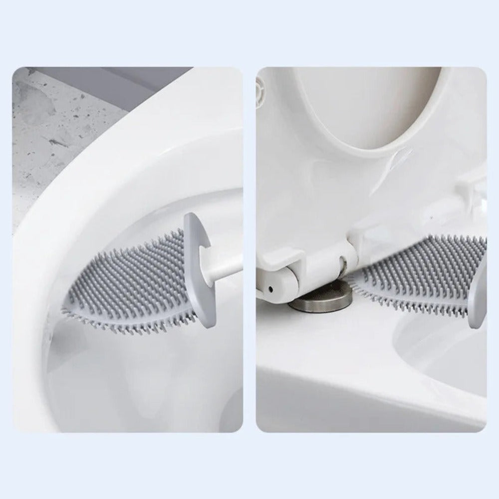 Conjunto de escova sanitária de silicone antiferrugem com suporte de parede antiderrapante