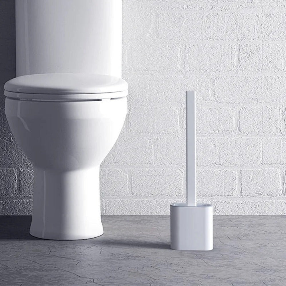 Conjunto de escova sanitária de silicone antiferrugem com suporte de parede antiderrapante