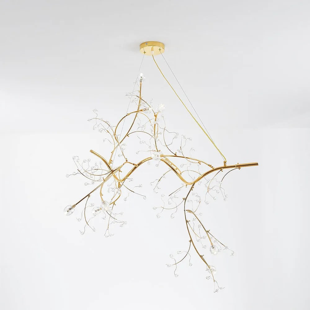 Olivia Romantic Art Deco Pendant Light With Crystal Branches