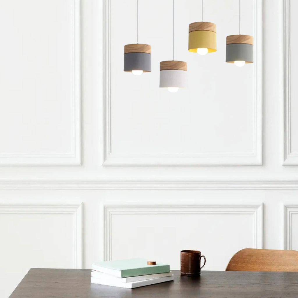 Suspension moderne Valentina en forme de boîte, structure en métal et bois pour ampoule E27