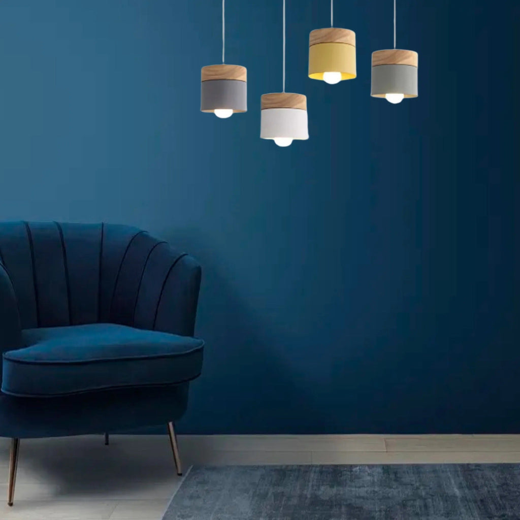 Suspension moderne Valentina en forme de boîte, structure en métal et bois pour ampoule E27
