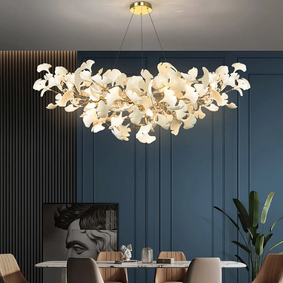 Metr lyxig skulptural ljuskrona i keramik med U-båge, modern design
