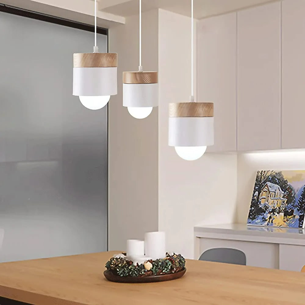 Suspension moderne Valentina en forme de boîte, structure en métal et bois pour ampoule E27