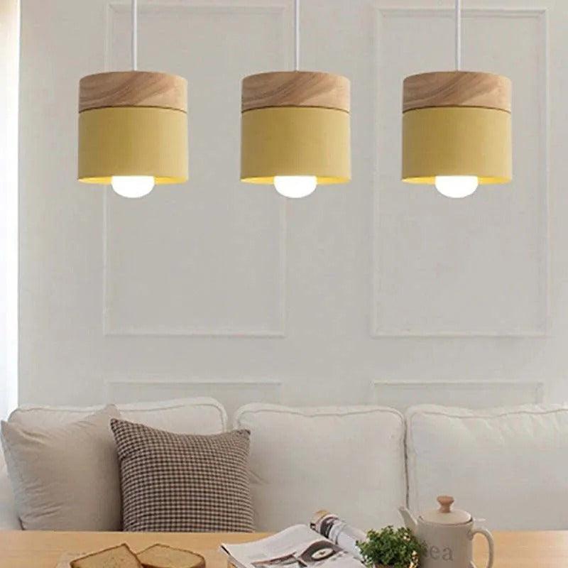 Suspension moderne Valentina en forme de boîte, structure en métal et bois pour ampoule E27