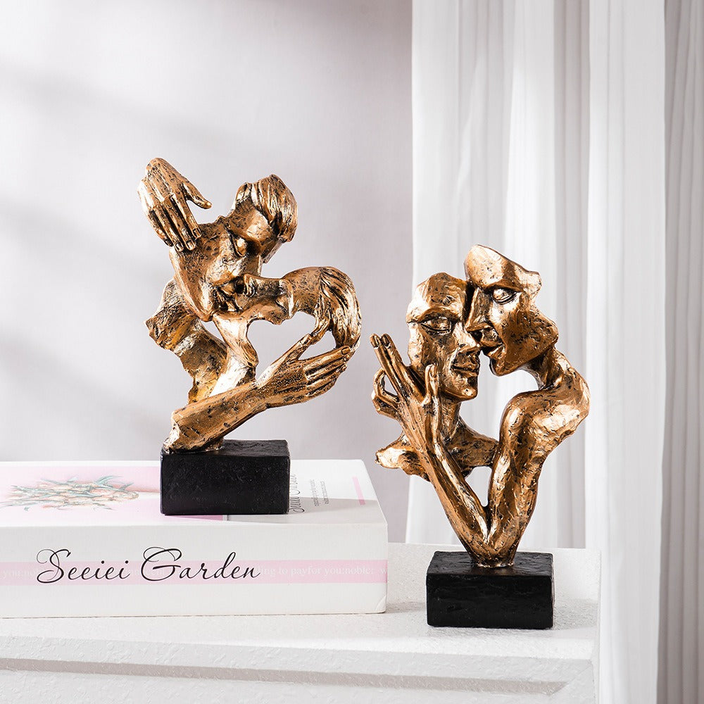 Sculptură de artă abstractă contemporană, finisaj bronz, suprafață texturată