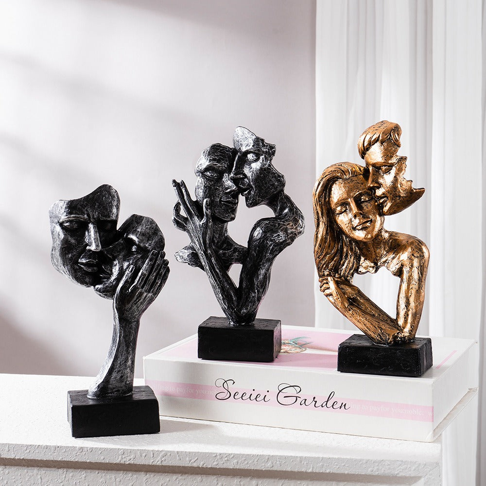 Sculptură de artă abstractă contemporană, finisaj bronz, suprafață texturată