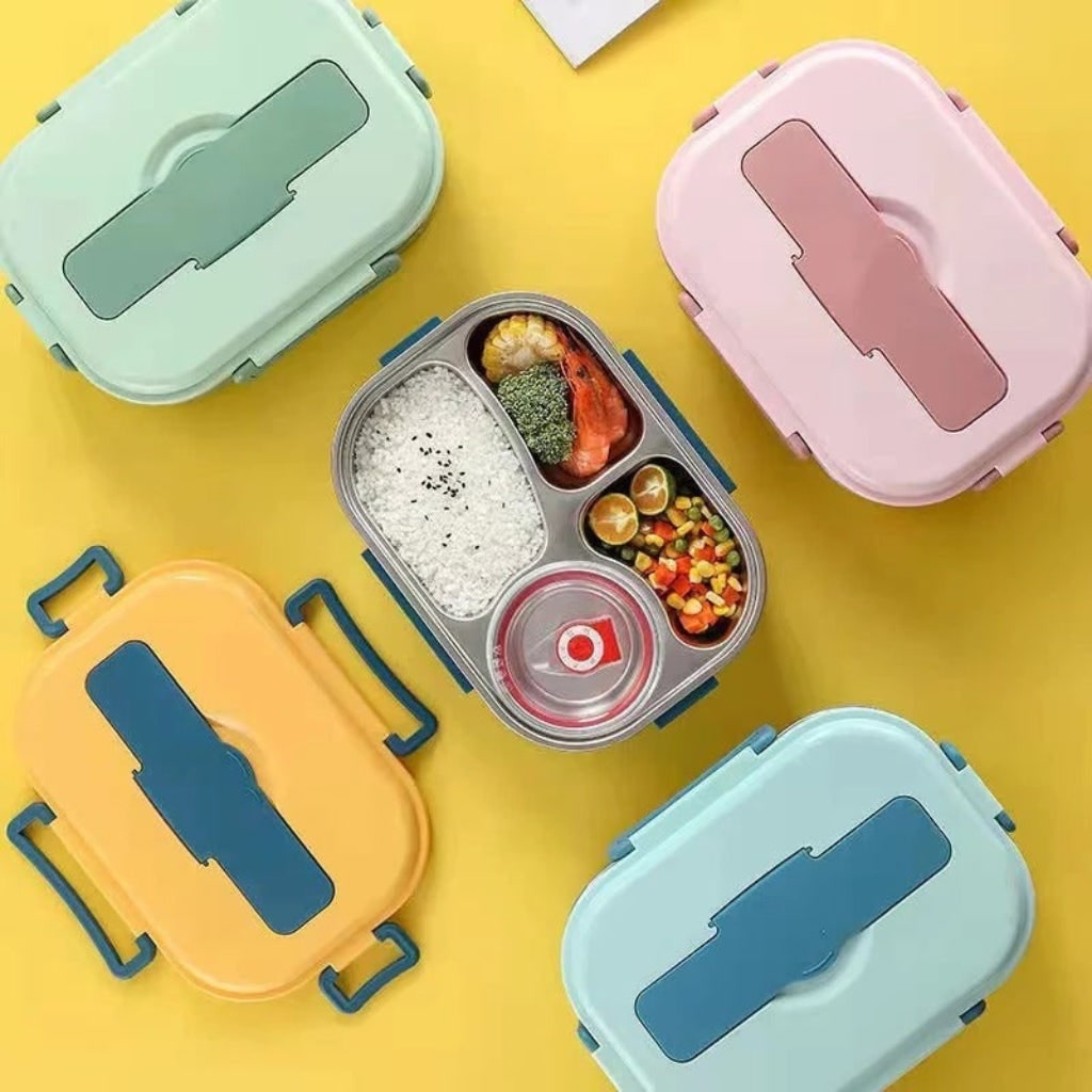 Stainless Steel Insulated Bento Lunch Box — Divided Compartments, Lidded Bowl