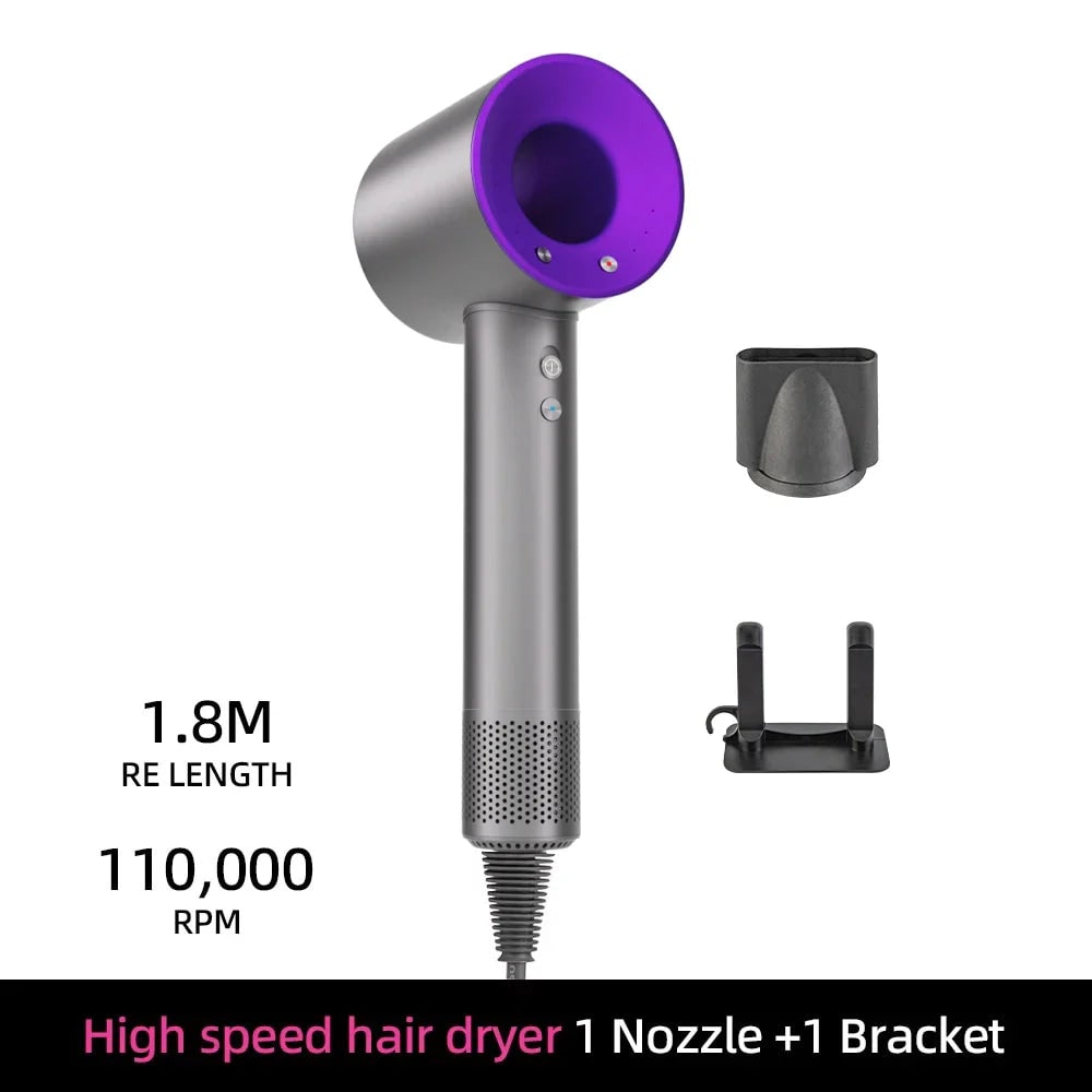 Secador de cabelo iónico de alta velocidade — difusor magnético e suporte de parede