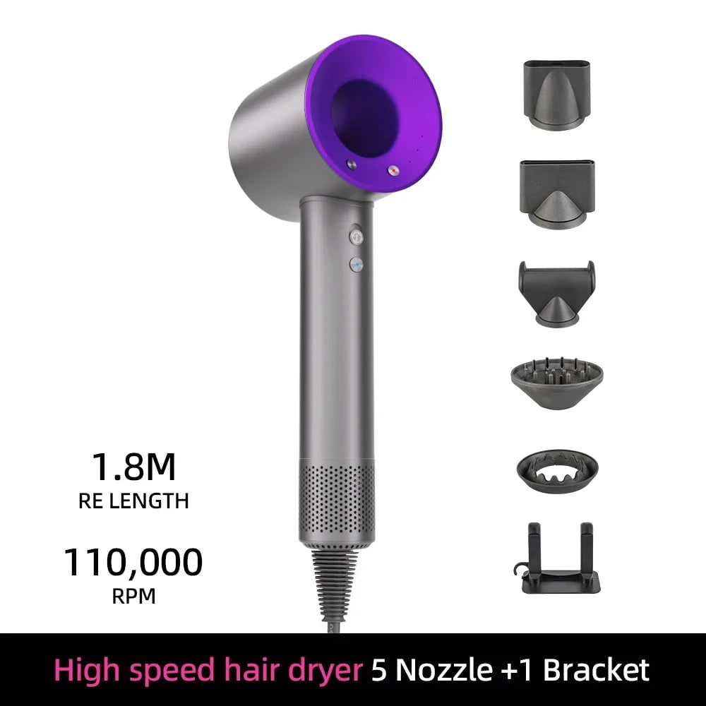 Secador de cabelo iónico de alta velocidade — difusor magnético e suporte de parede