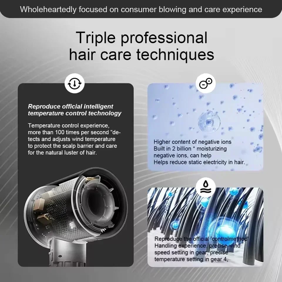 Secador de cabelo iónico de alta velocidade — difusor magnético e suporte de parede