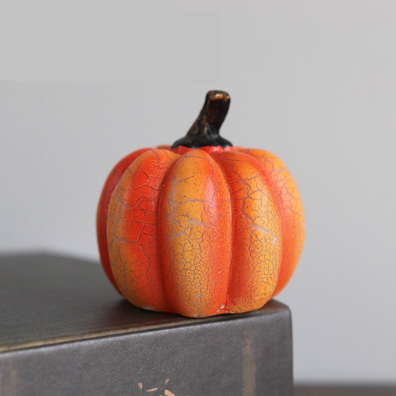 Mini luces LED de calabaza de Halloween a pilas, acabado naranja cálido agrietado