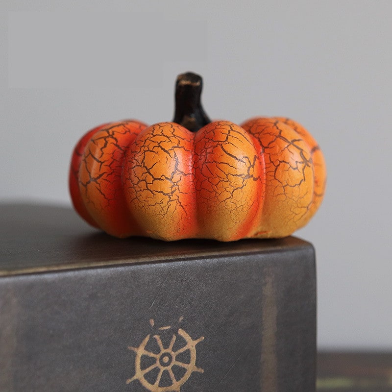 Mini luces LED de calabaza de Halloween a pilas, acabado naranja cálido agrietado