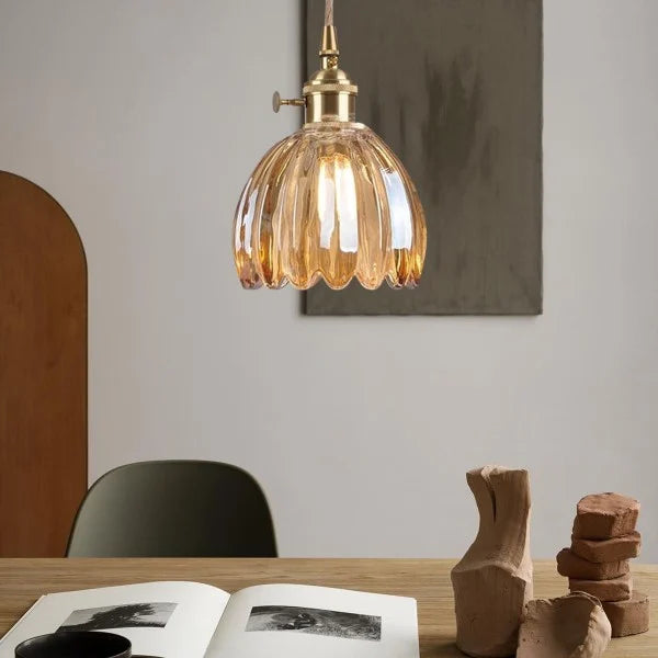 Szklana lampa wisząca LED Lyra Bloom w japońskim stylu retro