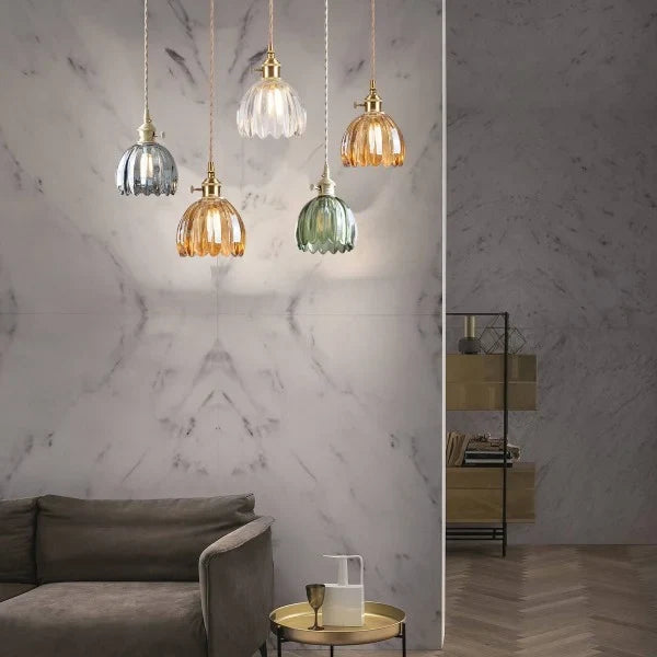 Lyra Bloom LED-pendellampa i glas i japansk retrostil