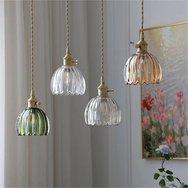 Szklana lampa wisząca LED Lyra Bloom w japońskim stylu retro